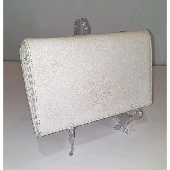 AllSaints Fetch Ecru Ivory Pebbled Leather Wallet Clutch Handbag Bag - Picture 1 of 14